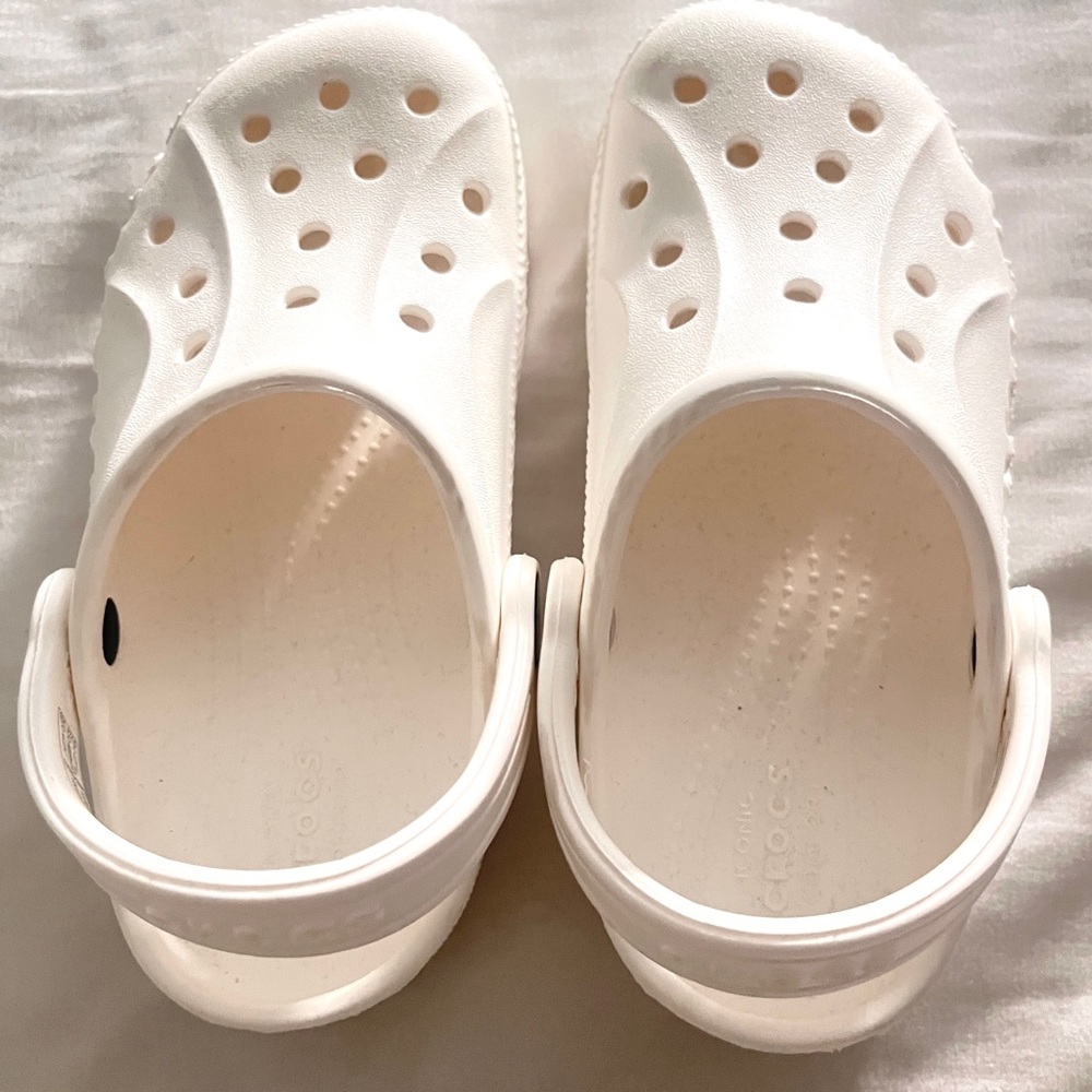 CROCS Kids White Classic Clogs with Heel Strap